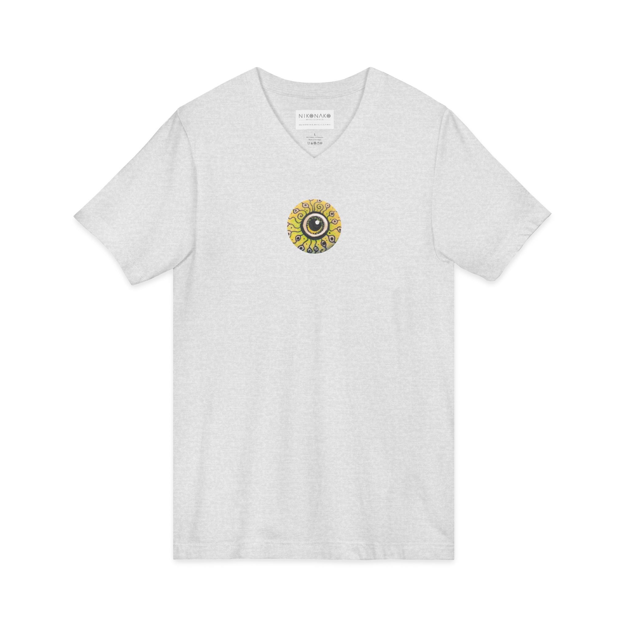 Sunflower Eye Pattern V-Neck Tee #k0833