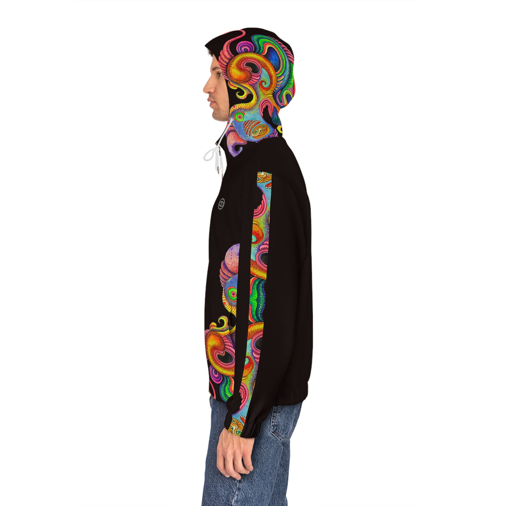 Psychedelic Swirl Zip Hoodie — Men's Vibrant Abstract Full-Zip Jacket #u65099