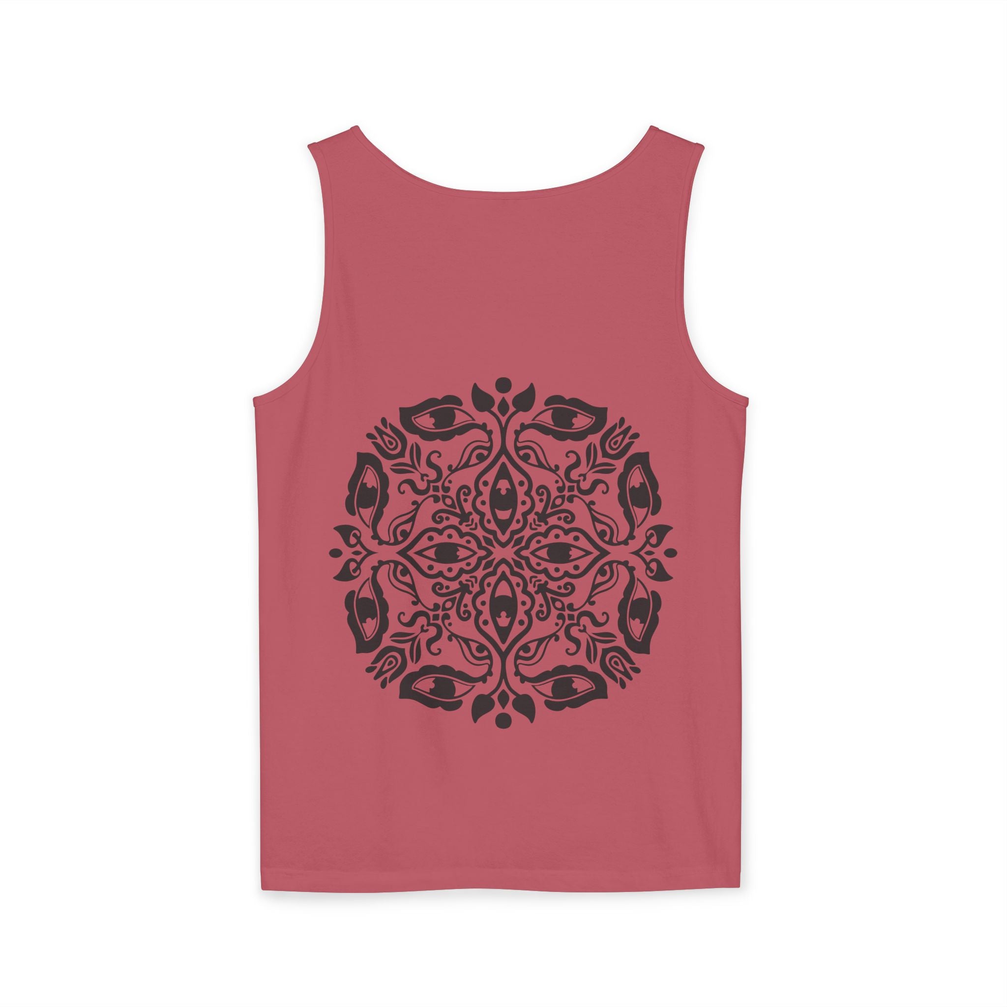 Boho Mandala Tank Top — Black Floral Circular Graphic Tank #fr3