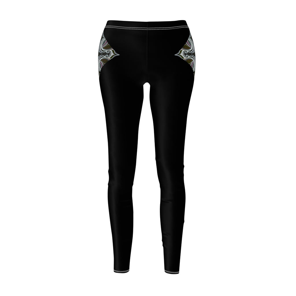 Black Slim Leggings with Subtle Marble Accent — Women’s Casual AOP Leggings #sl5987