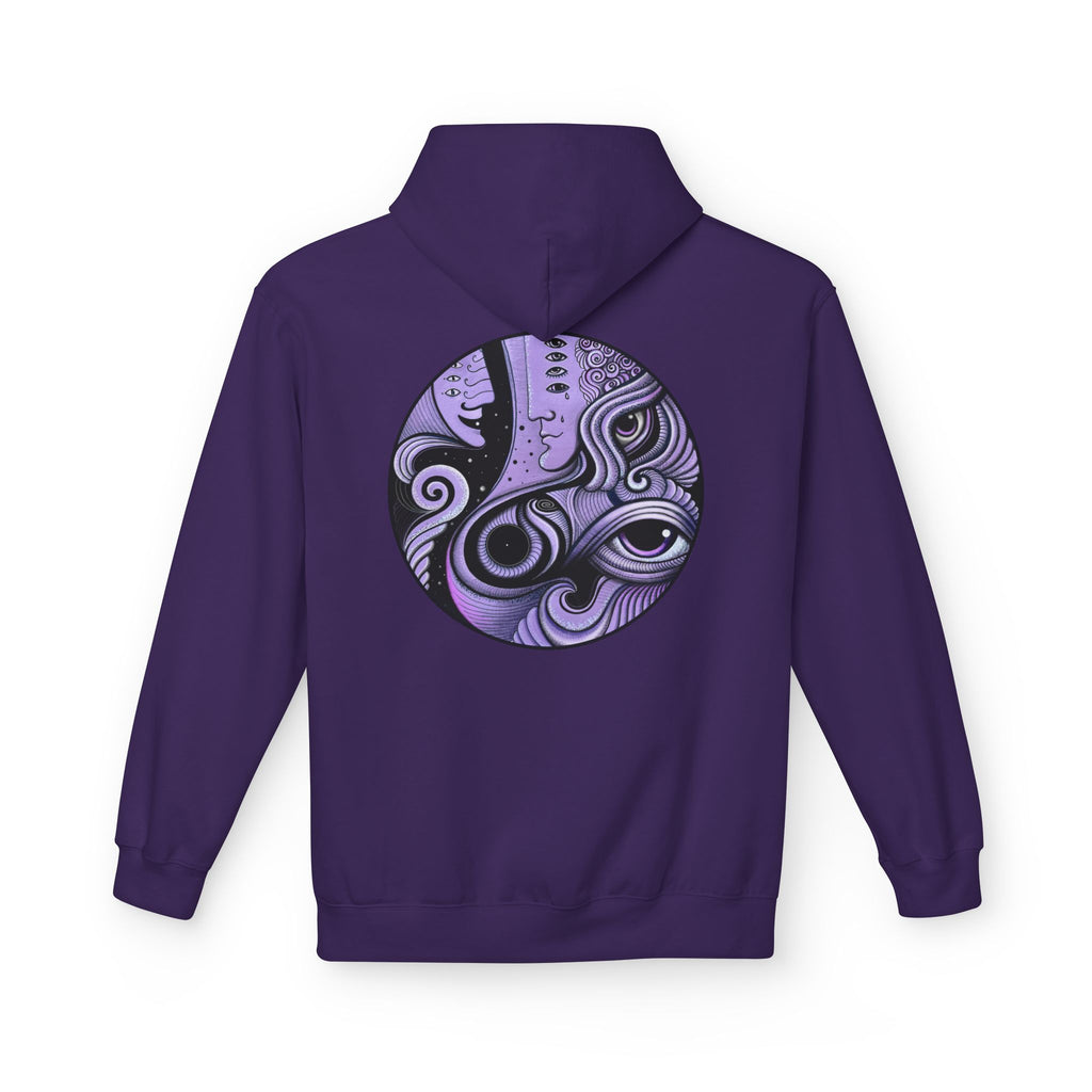 Purple Psychedelic Guitar Art Hoodie | Keyhole Front, Circular Back Design