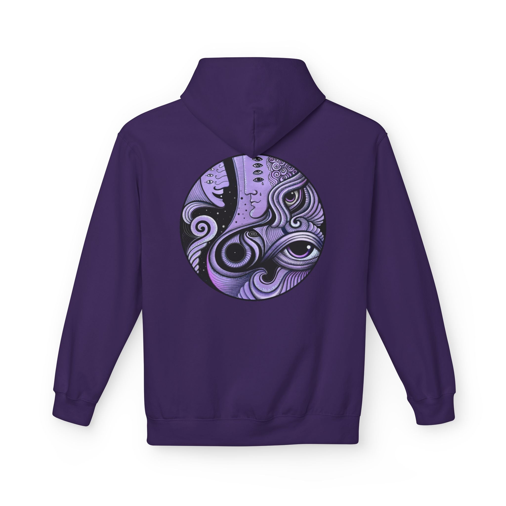 Purple Psychedelic Guitar Art Hoodie | Keyhole Front, Circular Back Design