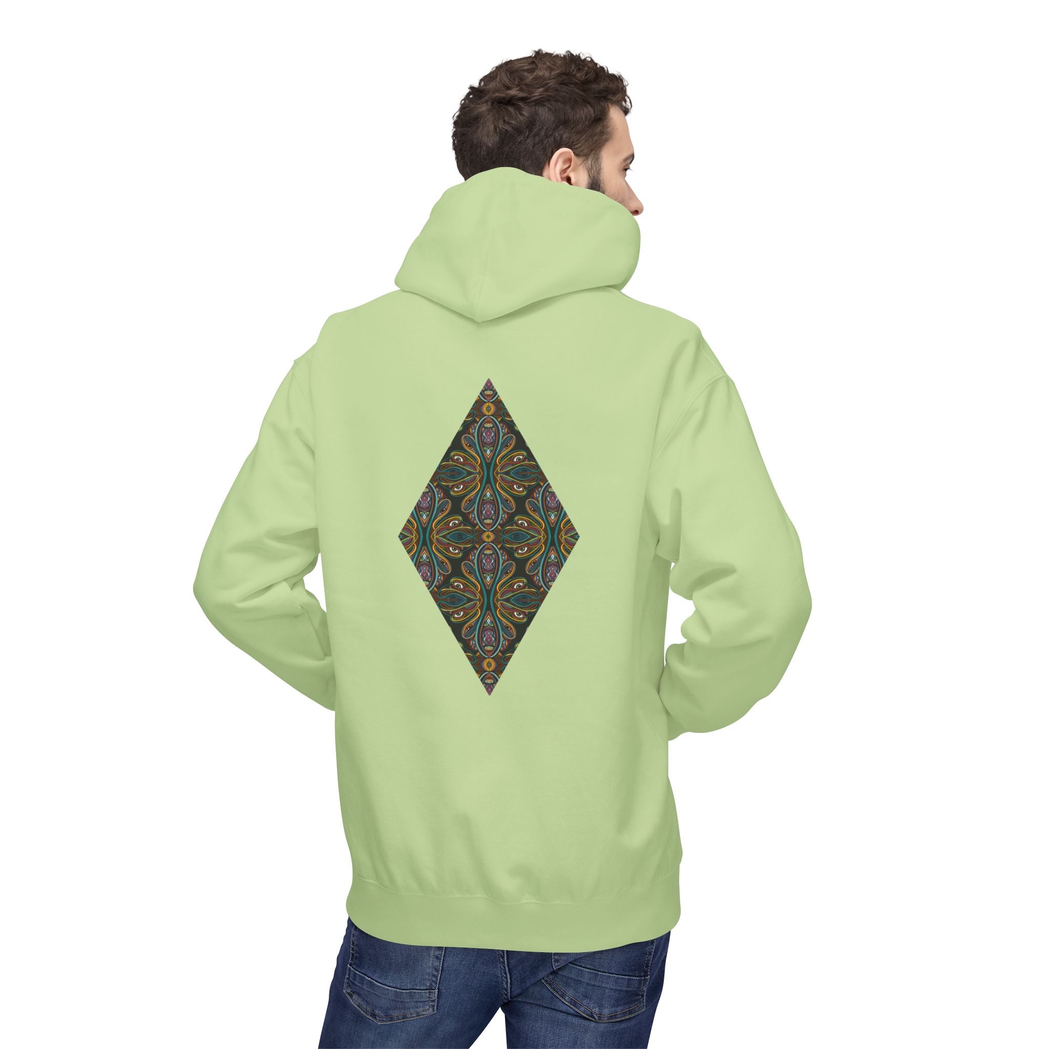 Geometric Mosaic Triangle Hoodie — Decorative Pattern Pullover #i865678