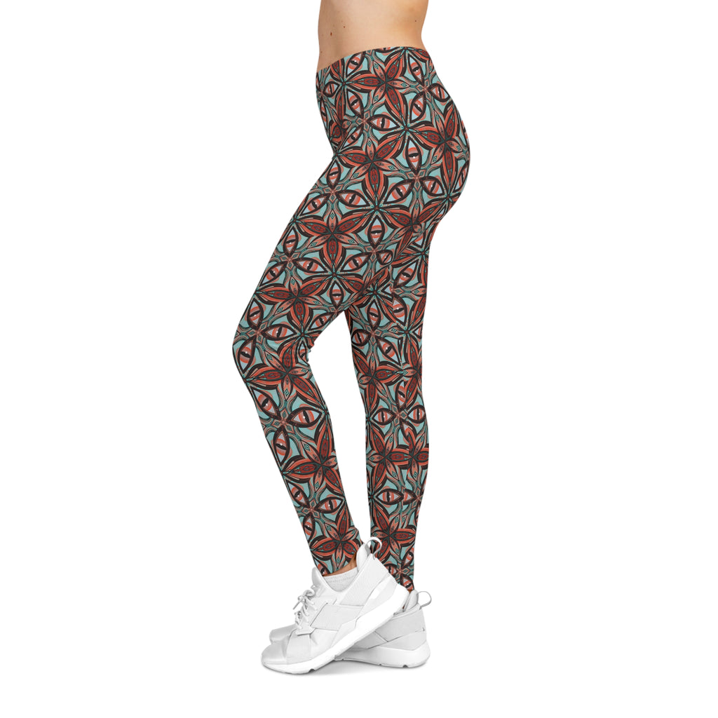 Boho Floral Mosaic Leggings — Women's All-Over Print Casual Leggings #l7