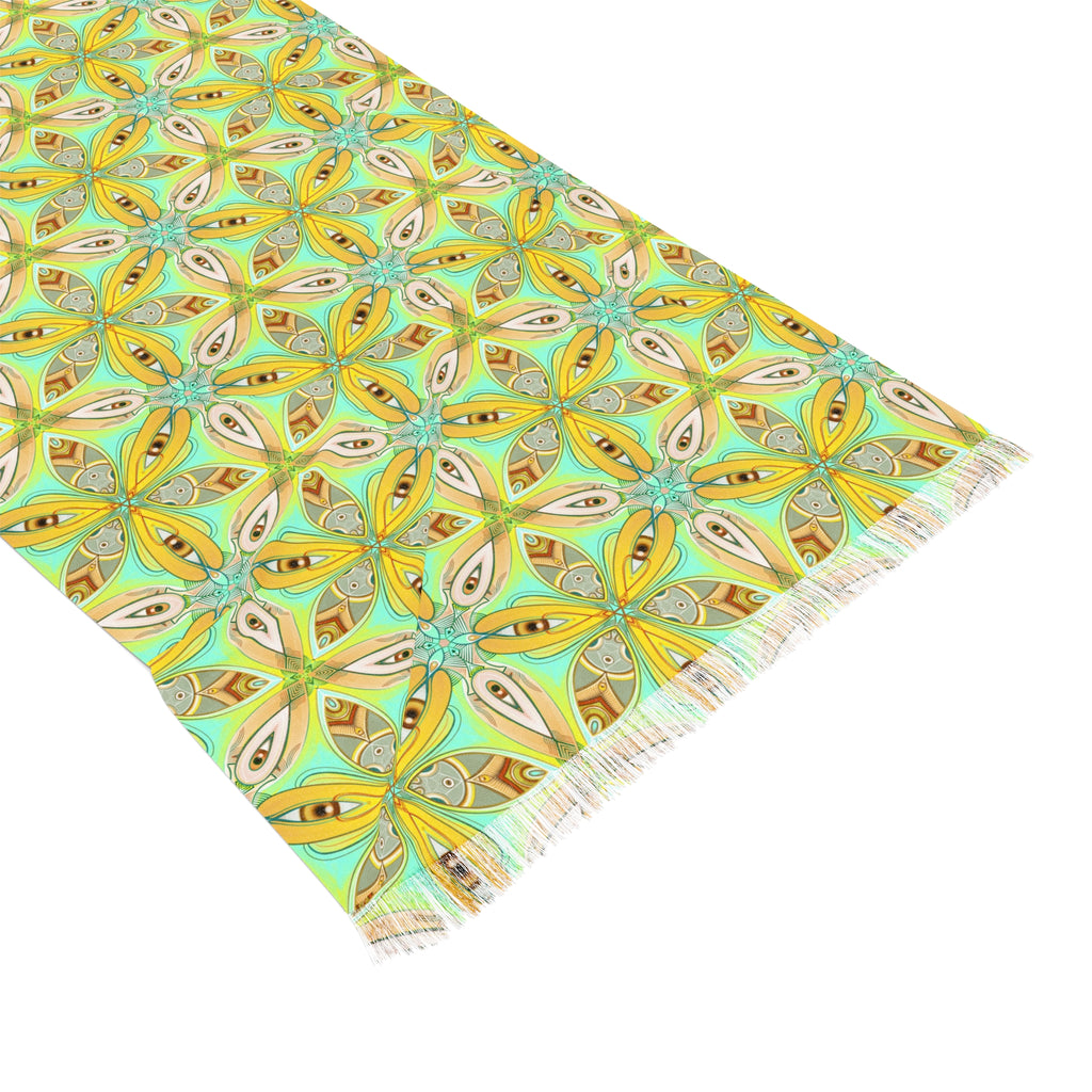 Light Scarf — Yellow Floral Geometric Lightweight Scarf #sa3452
