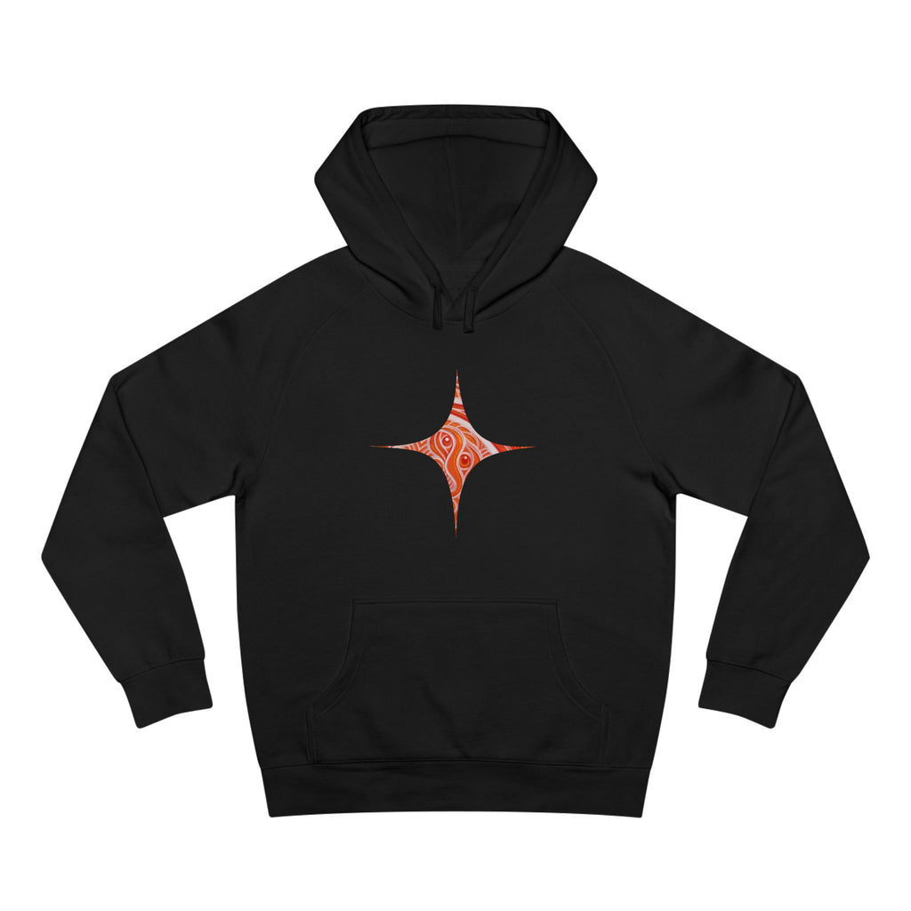 Keyhole & Diamond Pattern Hoodie — Abstract Red Paisley Graphic #yh099879