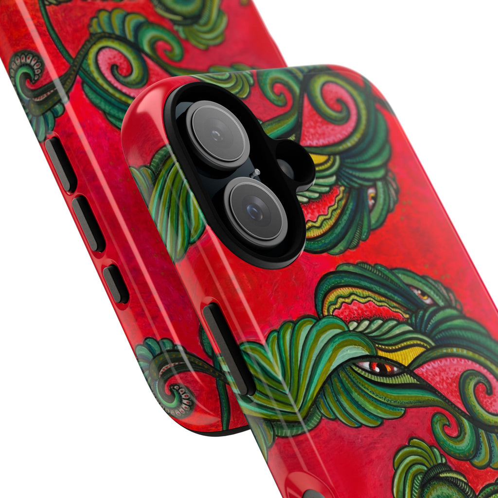 Floral Vine Red Tough Phone Case — Protective Botanical iPhone Cover #t992213