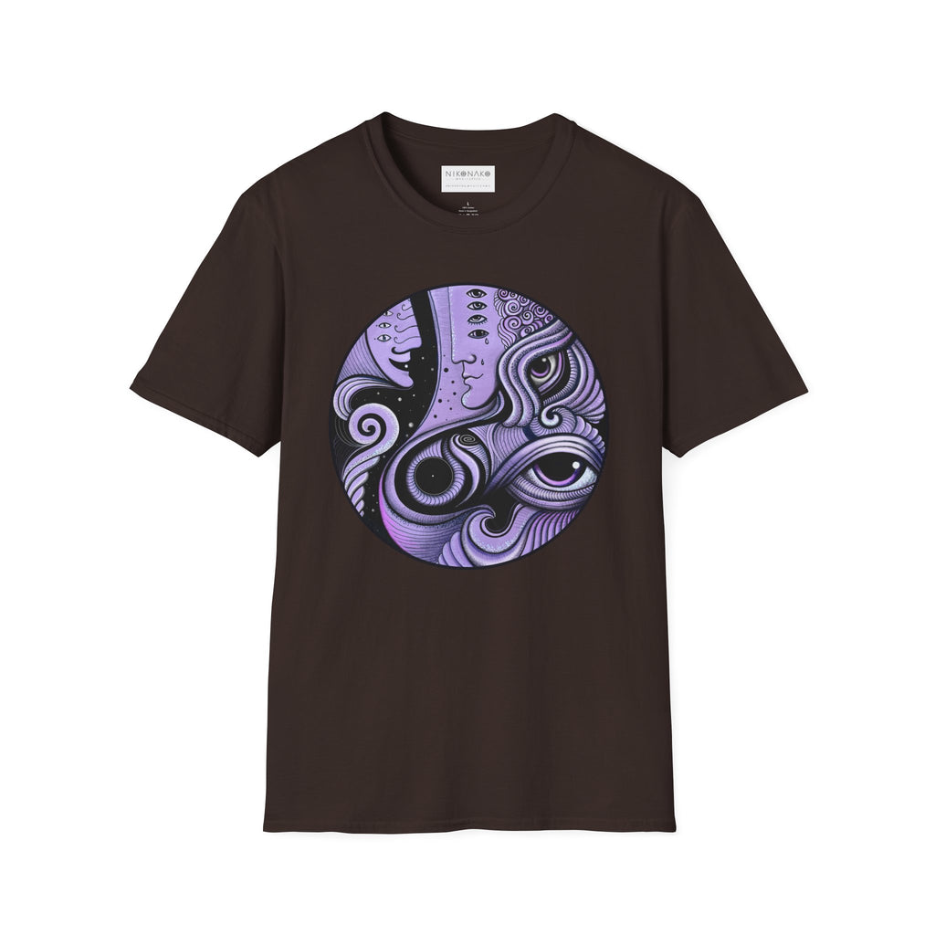 Abstract Purple Swirl Art T-Shirt | Psychedelic Keyhole Design
