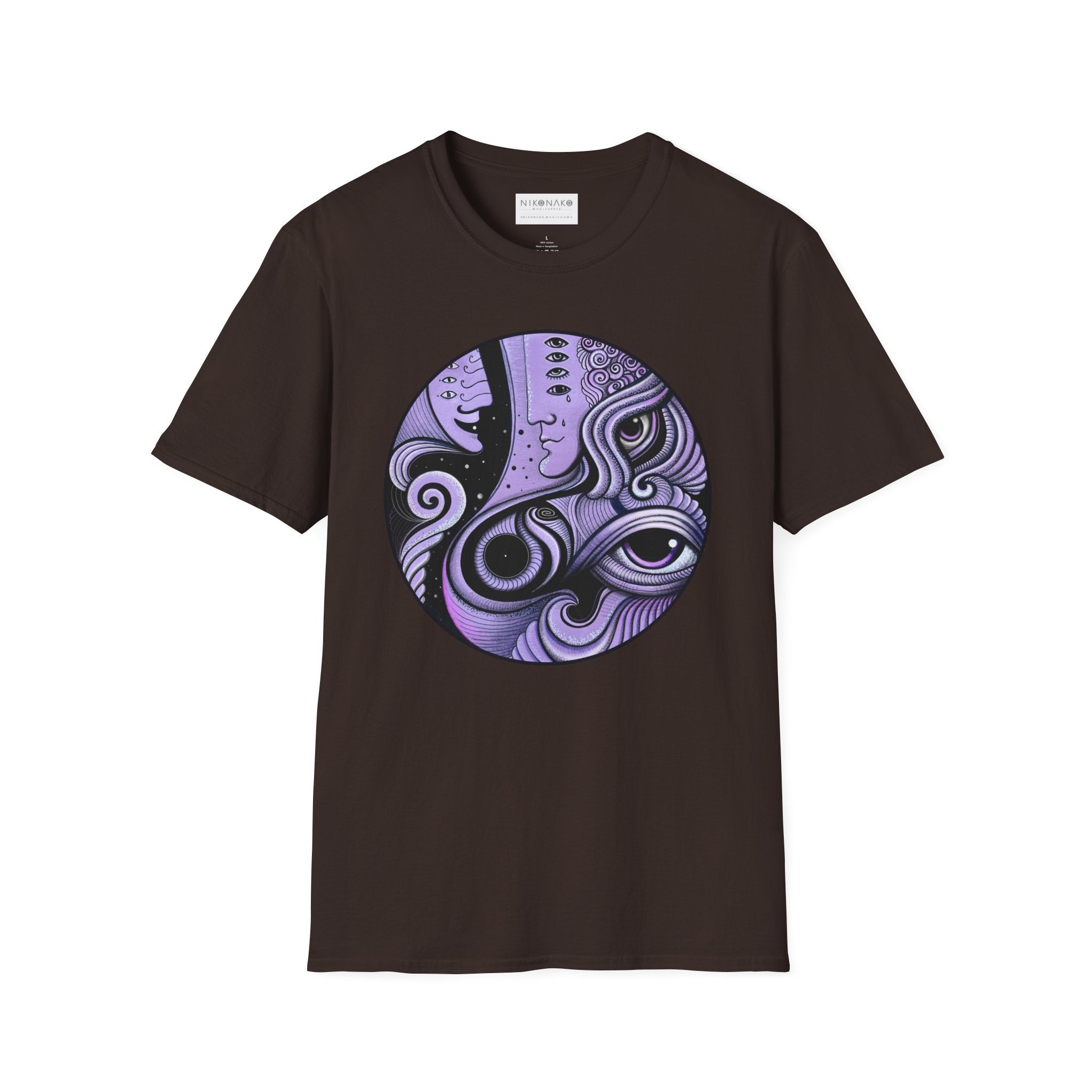 Abstract Purple Swirl Art T-Shirt | Psychedelic Keyhole Design