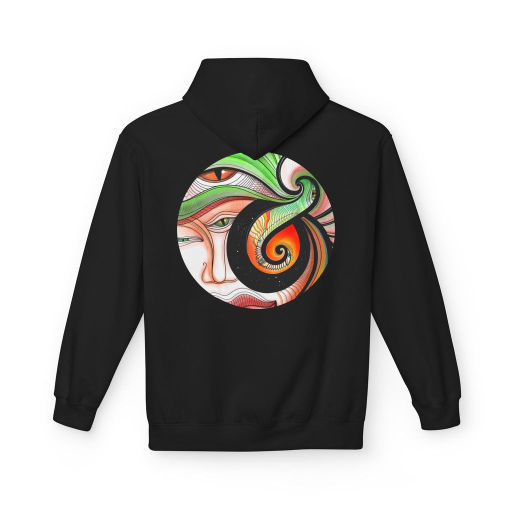 Abstract Swirl Face Hoodie | Artistic Geometric Portrait, White Pullover