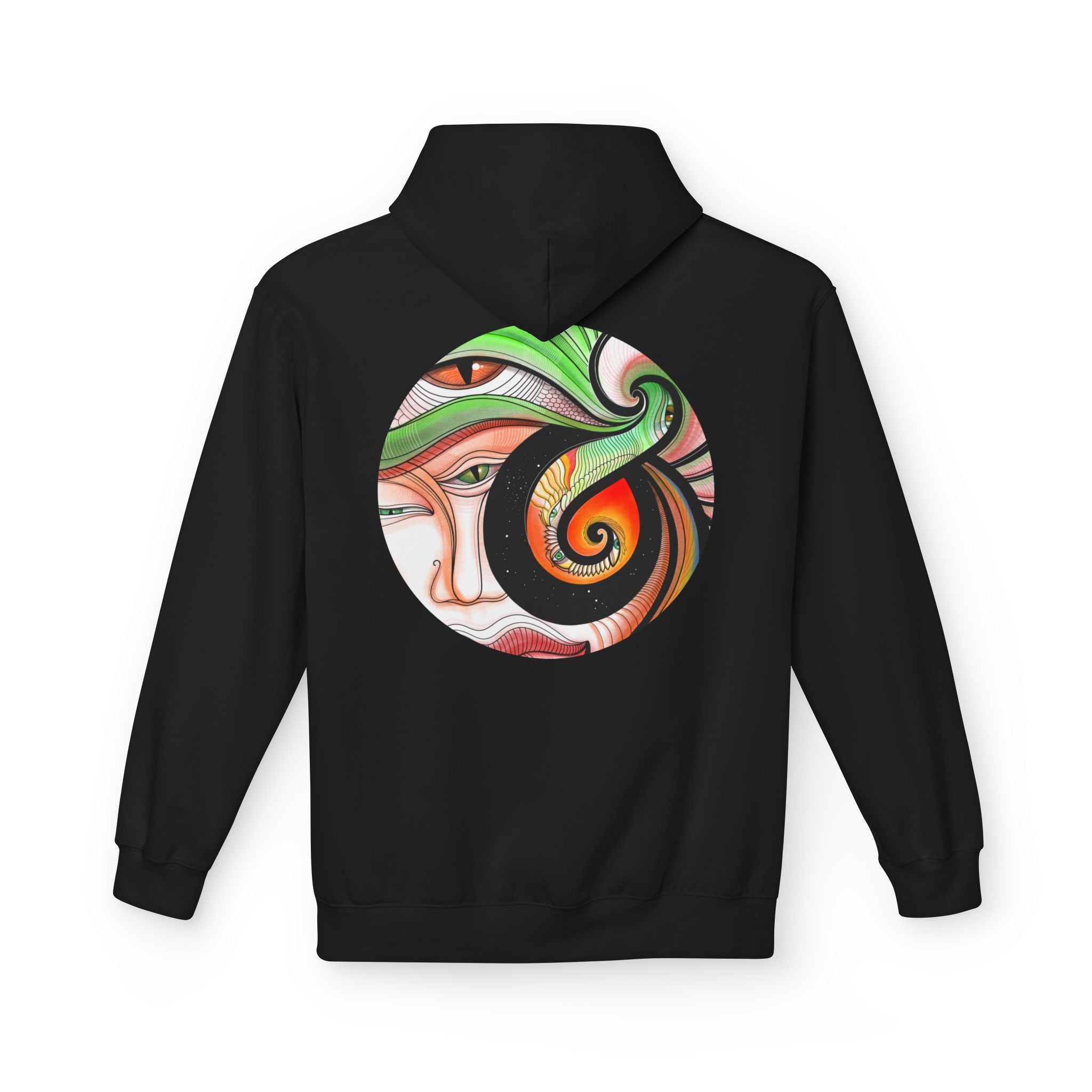 Abstract Swirl Face Hoodie | Artistic Geometric Portrait, White Pullover