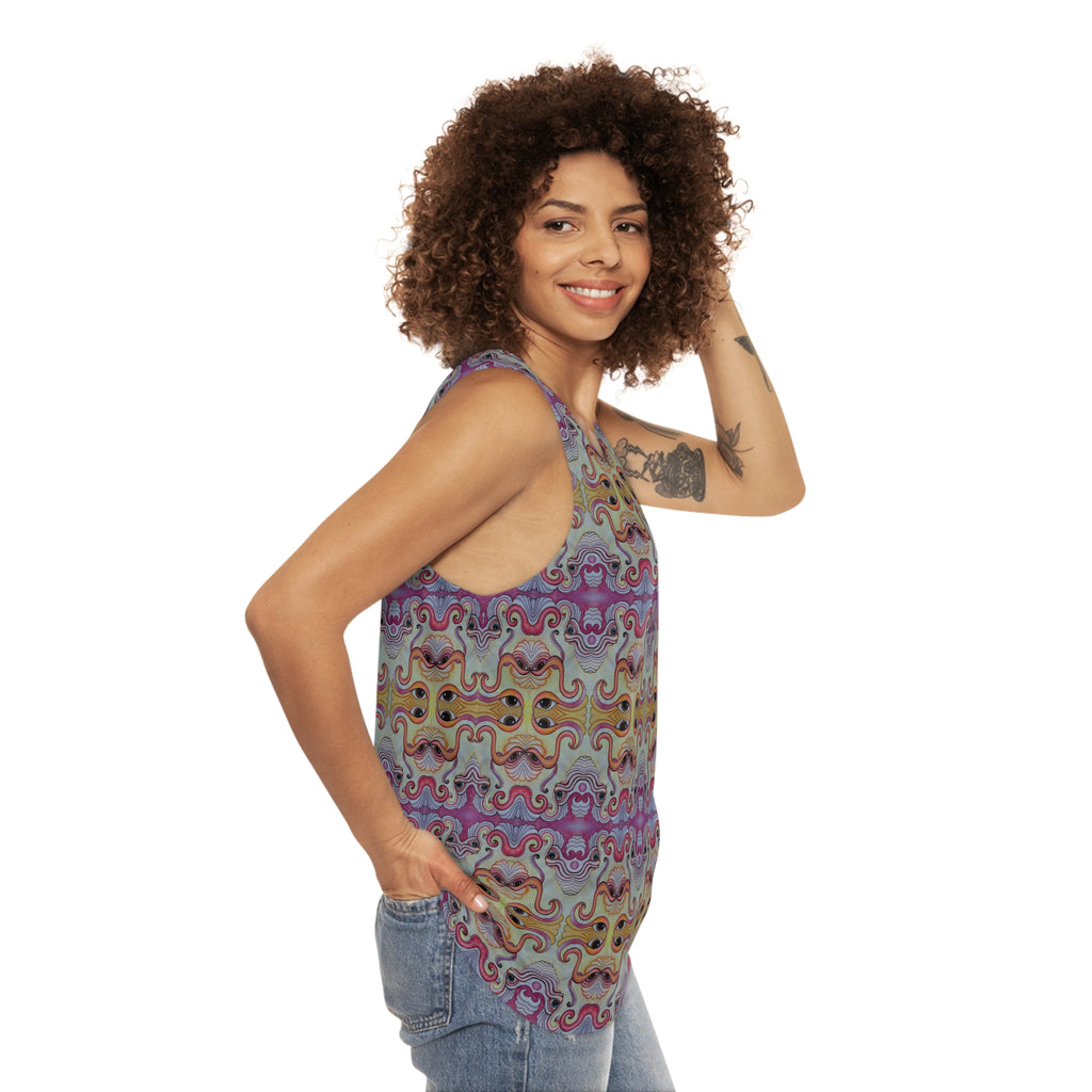 Psychedelic Mosaic Tank Top — Retro Rainbow Abstract Pattern #g97443
