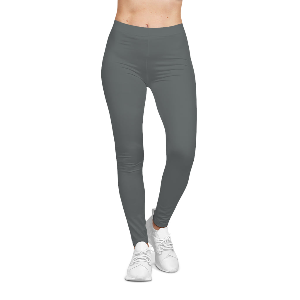 Floral Stripe Women’s Leggings — Grey Side-Panel Botanical Print #g976468
