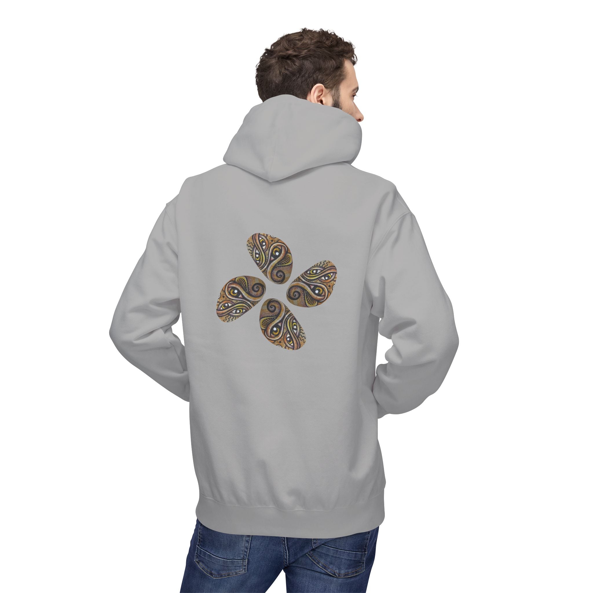 Leaf Pattern Hoodie — Boho Tribal Feather Design Pullover #f8635678