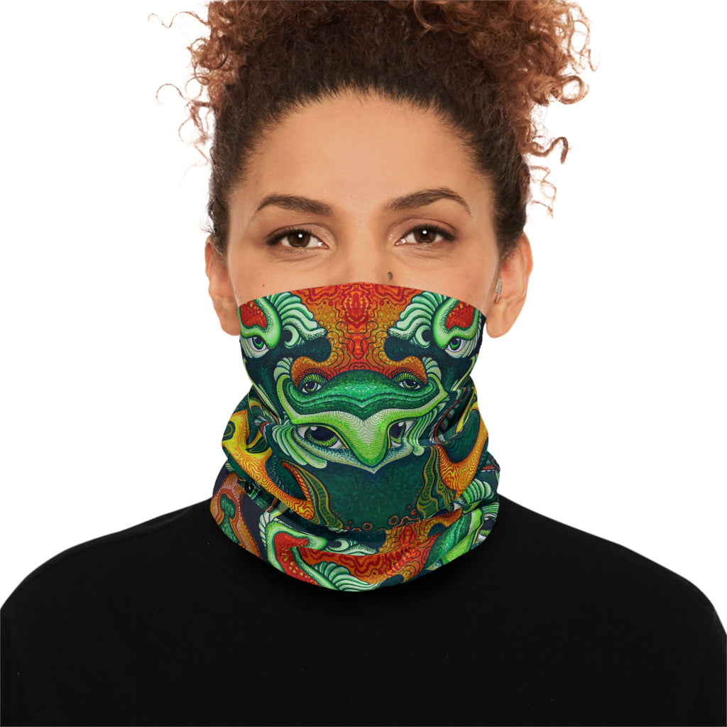 Psychedelic Green Masked Pattern Lightweight Neck Gaiter #ph97424