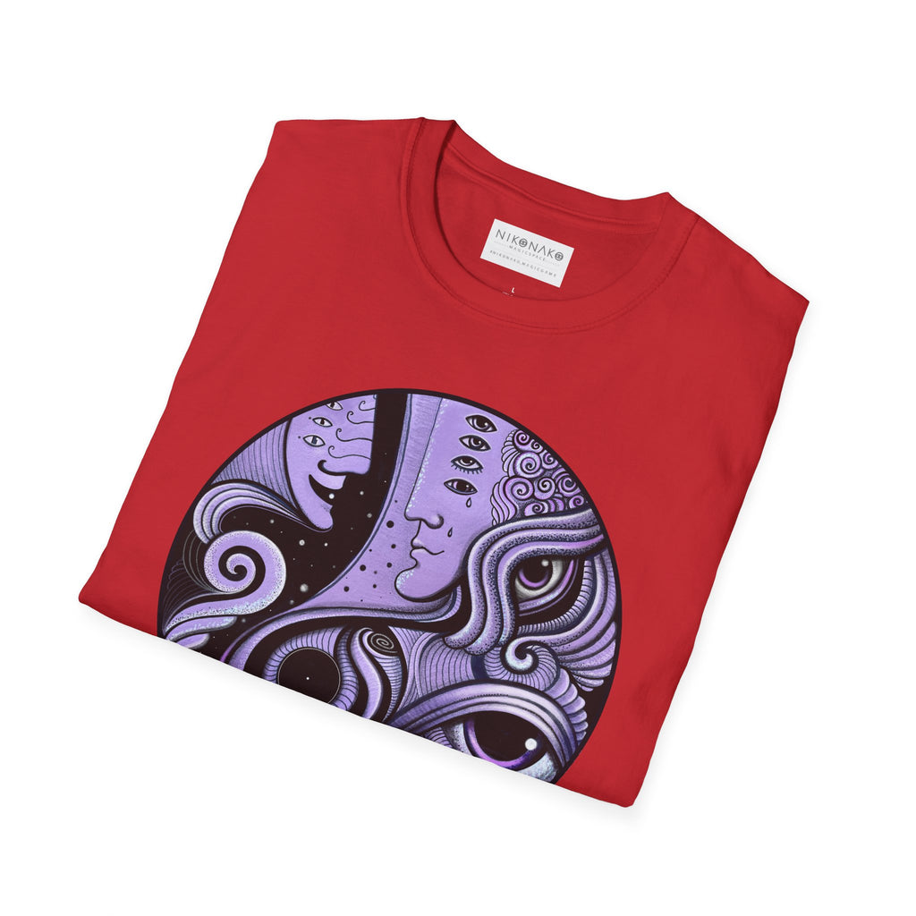 Abstract Purple Swirl Art T-Shirt | Psychedelic Keyhole Design