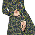 Long Sleeve Dance Dress — Green Celtic Knot All-Over Print #ld1