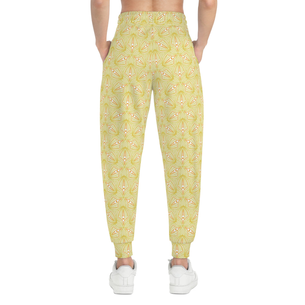 Yellow Floral Athletic Joggers — All-Over Print Lightweight Track Pants #aj5