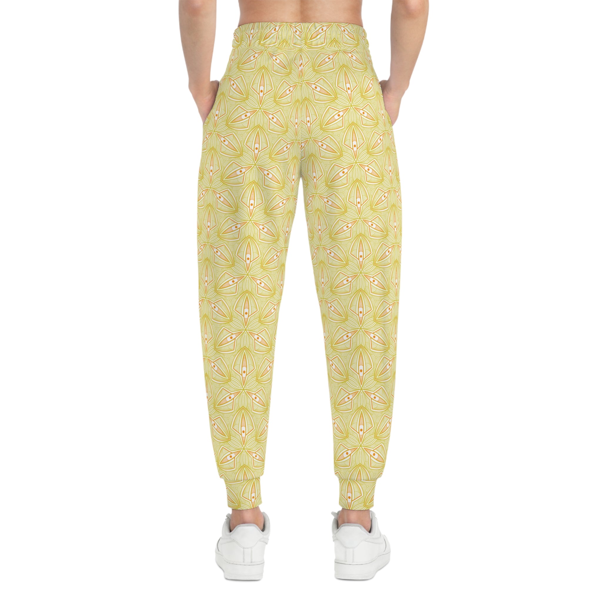 Yellow Floral Athletic Joggers — All-Over Print Lightweight Track Pants #aj5