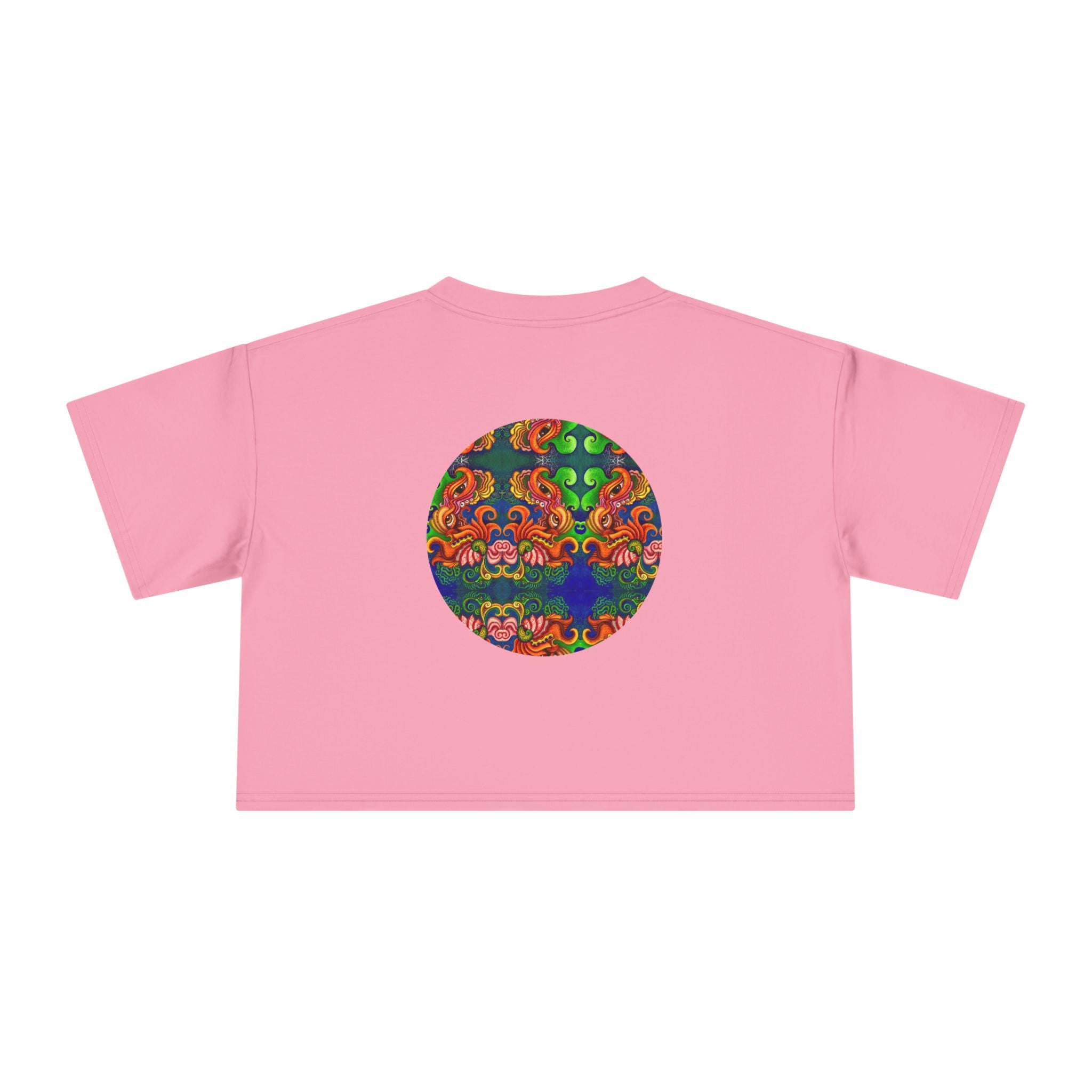 Psychedelic Keyhole Crop Tee — Colorful Abstract Floral Graphic Top #ctaf55