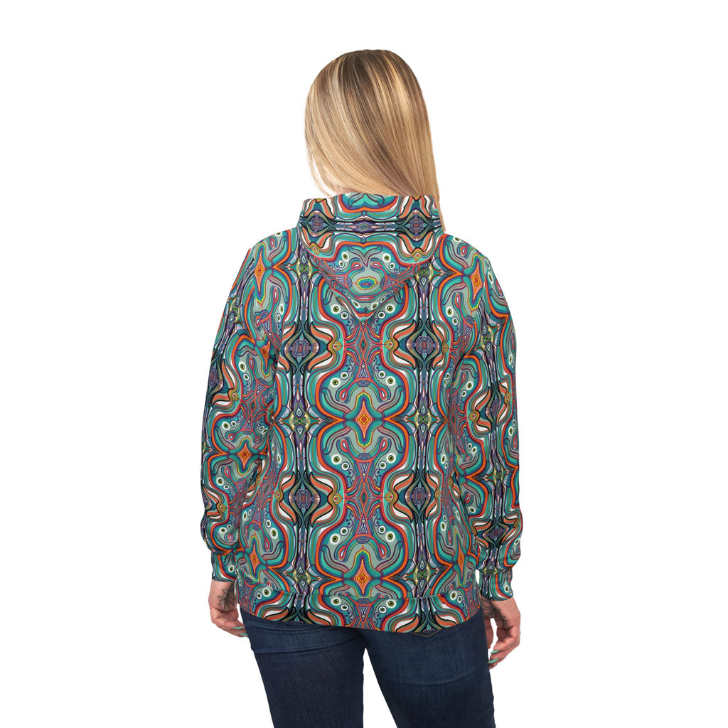 Psychedelic Pattern Athletic Hoodie — Colorful Symmetrical AOP Design #gf87654