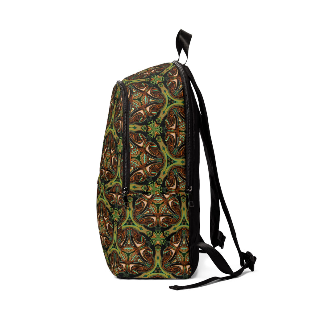 Patterned Backpack — Earthy Green Brown Mandala Design #bp5