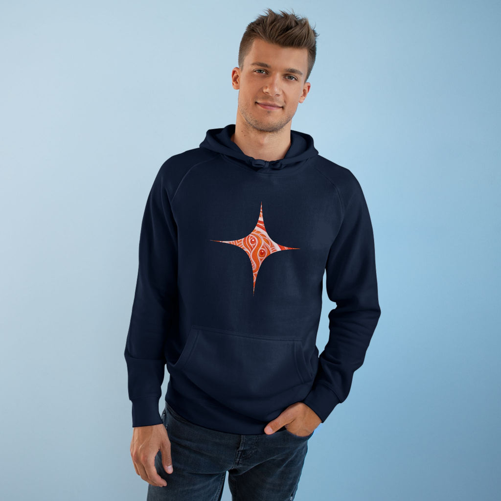 Keyhole & Diamond Pattern Hoodie — Abstract Red Paisley Graphic #yh099879