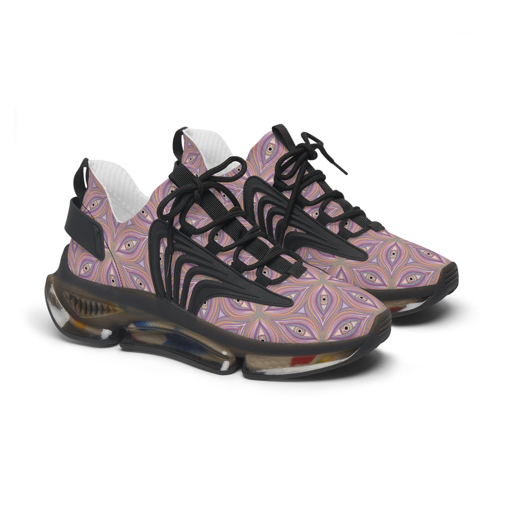 Women's Mesh Sneakers — Pastel Geometric Eye Pattern Athletic Shoes #itv853