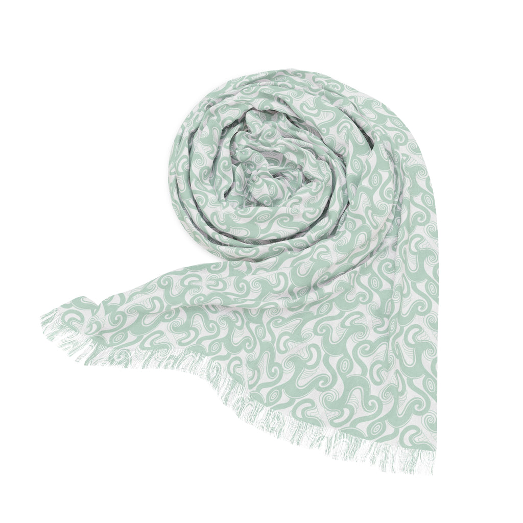 Lightweight Mint Floral Scarf – Soft Botanical Print Spring/Summer Wrap #l874257