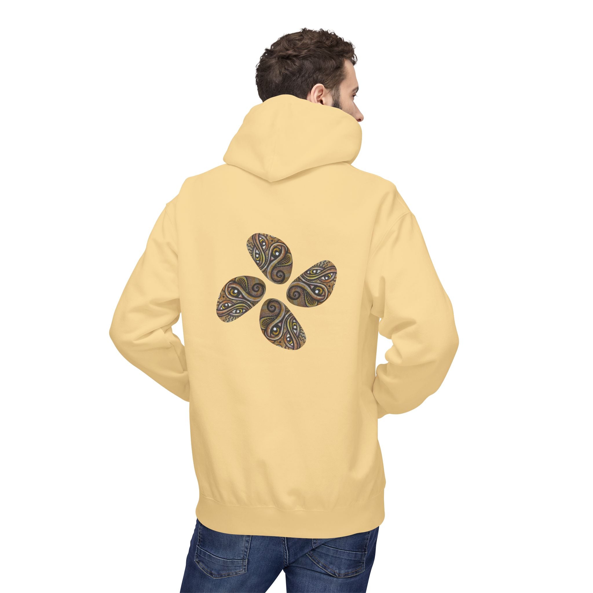 Leaf Pattern Hoodie — Boho Tribal Feather Design Pullover #f8635678