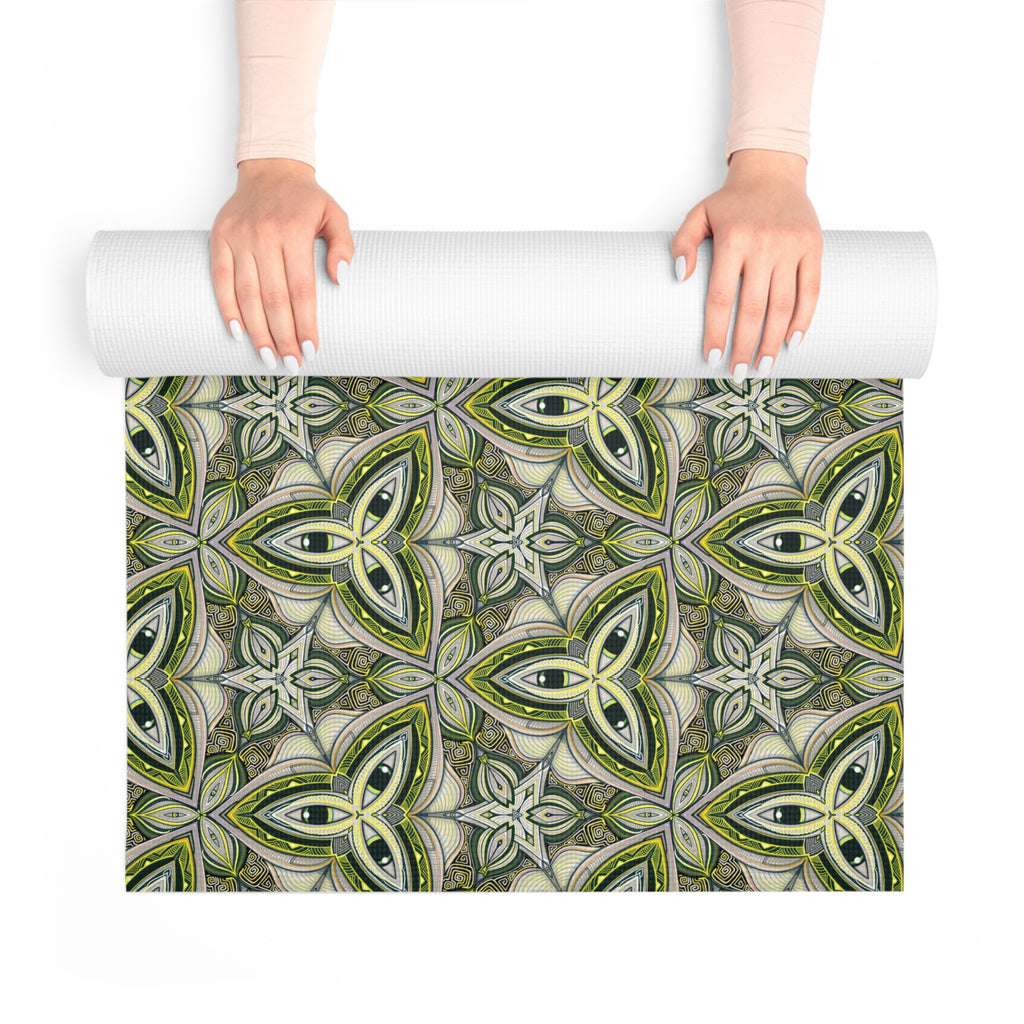 Green Celtic Pattern Yoga Mat — Foam Exercise & Pilates Mat #dgy55223