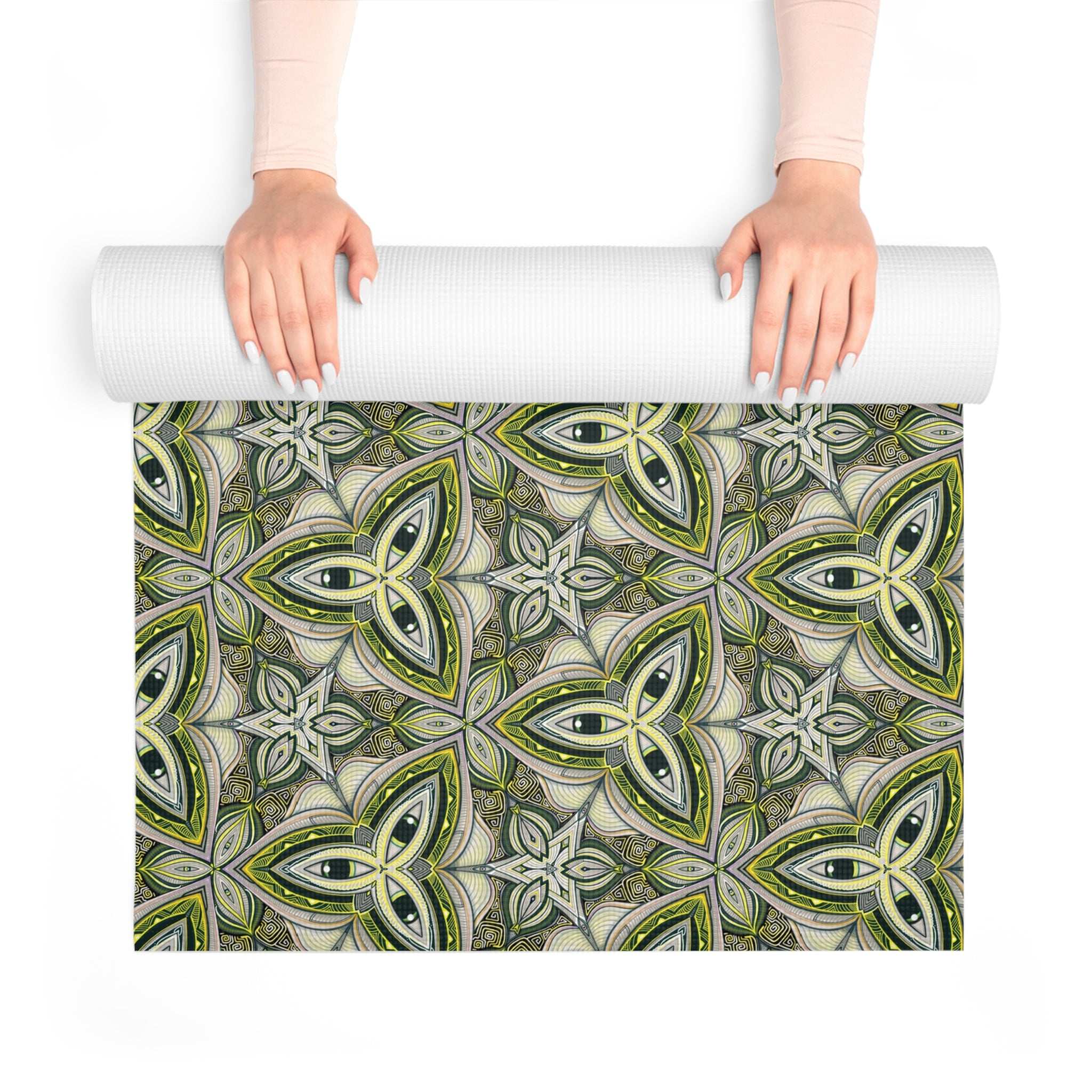 Green Celtic Pattern Yoga Mat — Foam Exercise & Pilates Mat #dgy55223