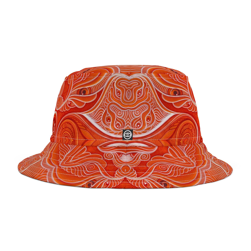 Red Psychedelic Eye Pattern Bucket Hat – Bold All-Over Print Summer Hat #i97468