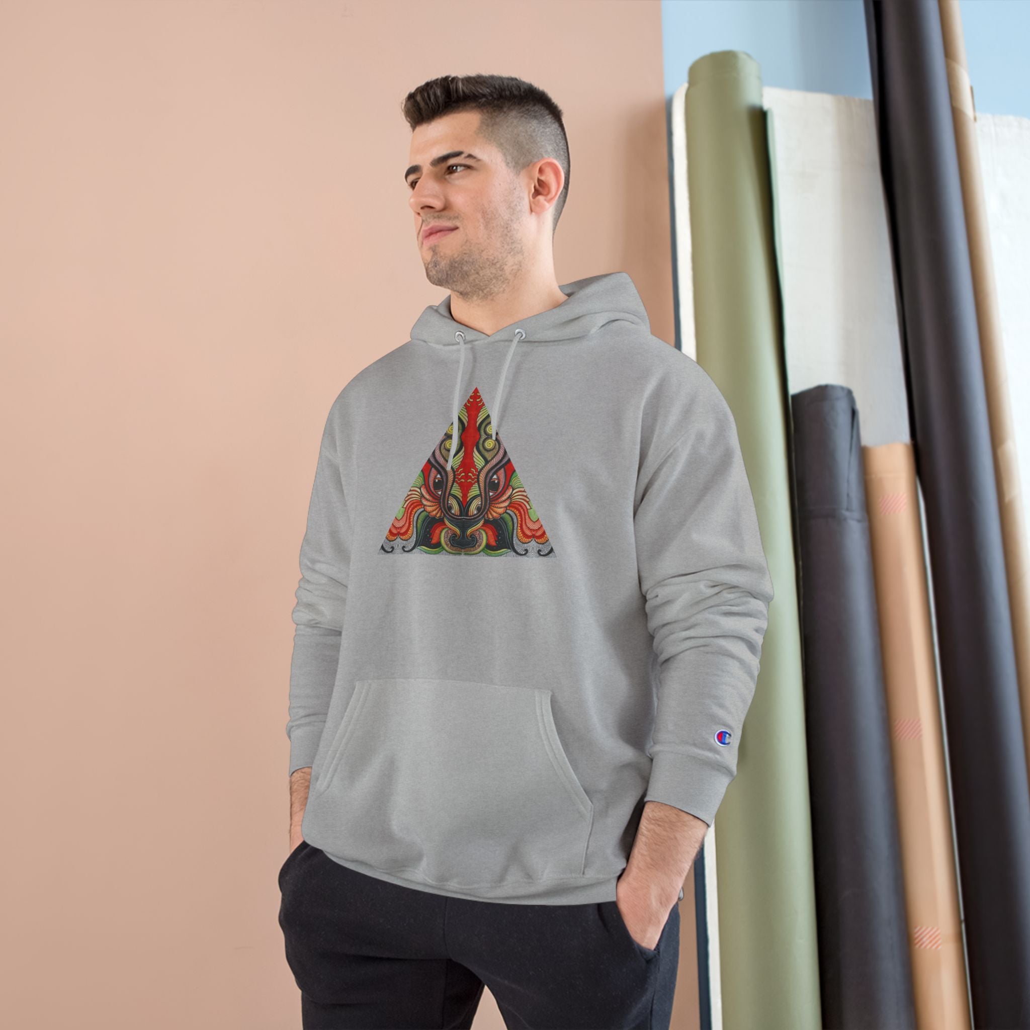 Champion Hoodie with Abstract Tribal Triangle & Keyhole Graphic #g938373