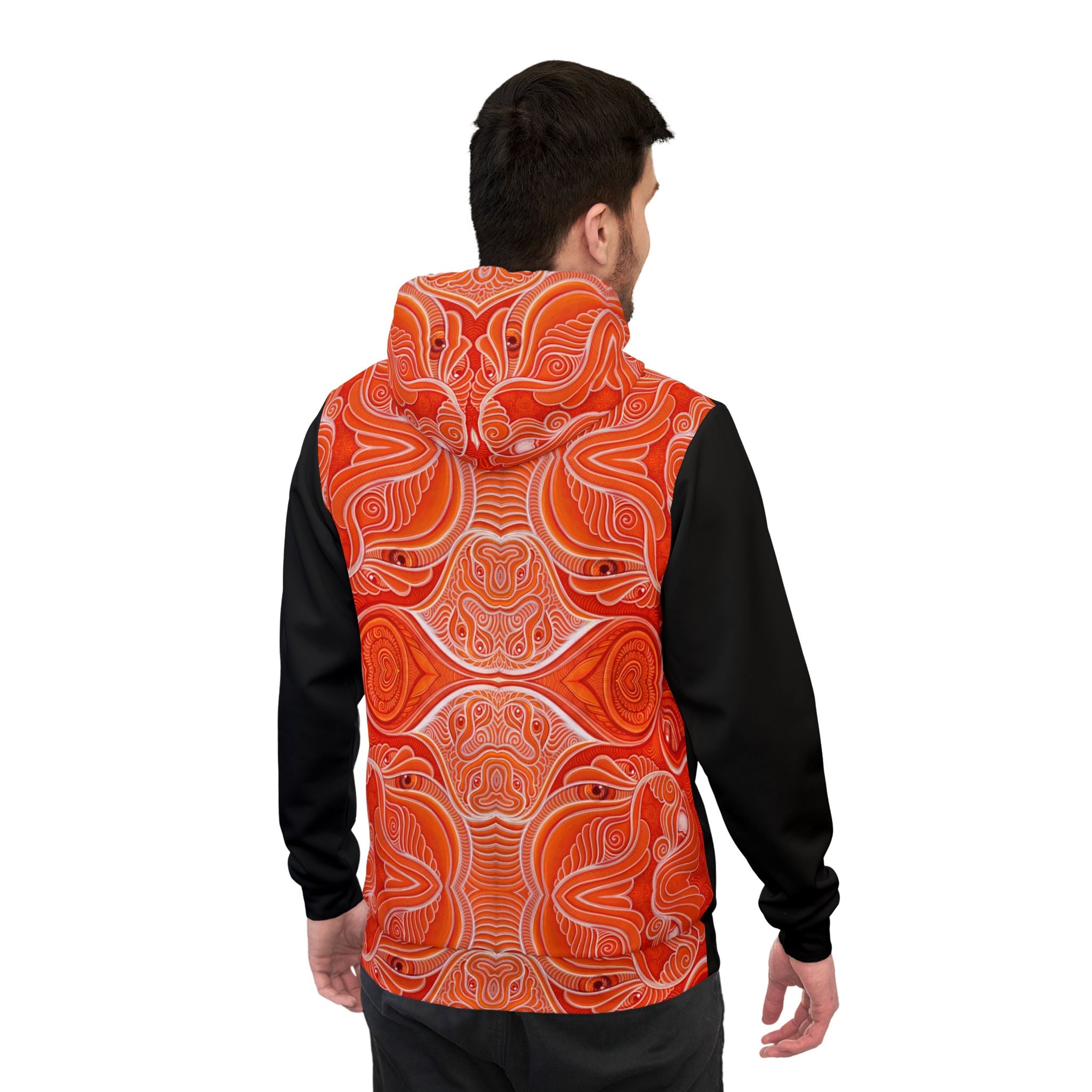 Athletic Hoodie — Red Orange Psychedelic Keyhole Design #jh68943