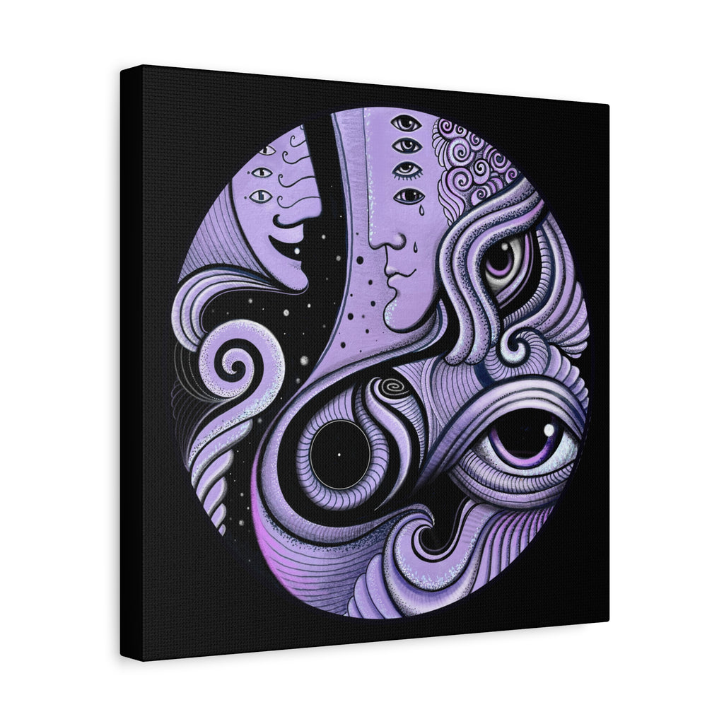 Psychedelic Moon Face Canvas | Matte Stretched Wall Art