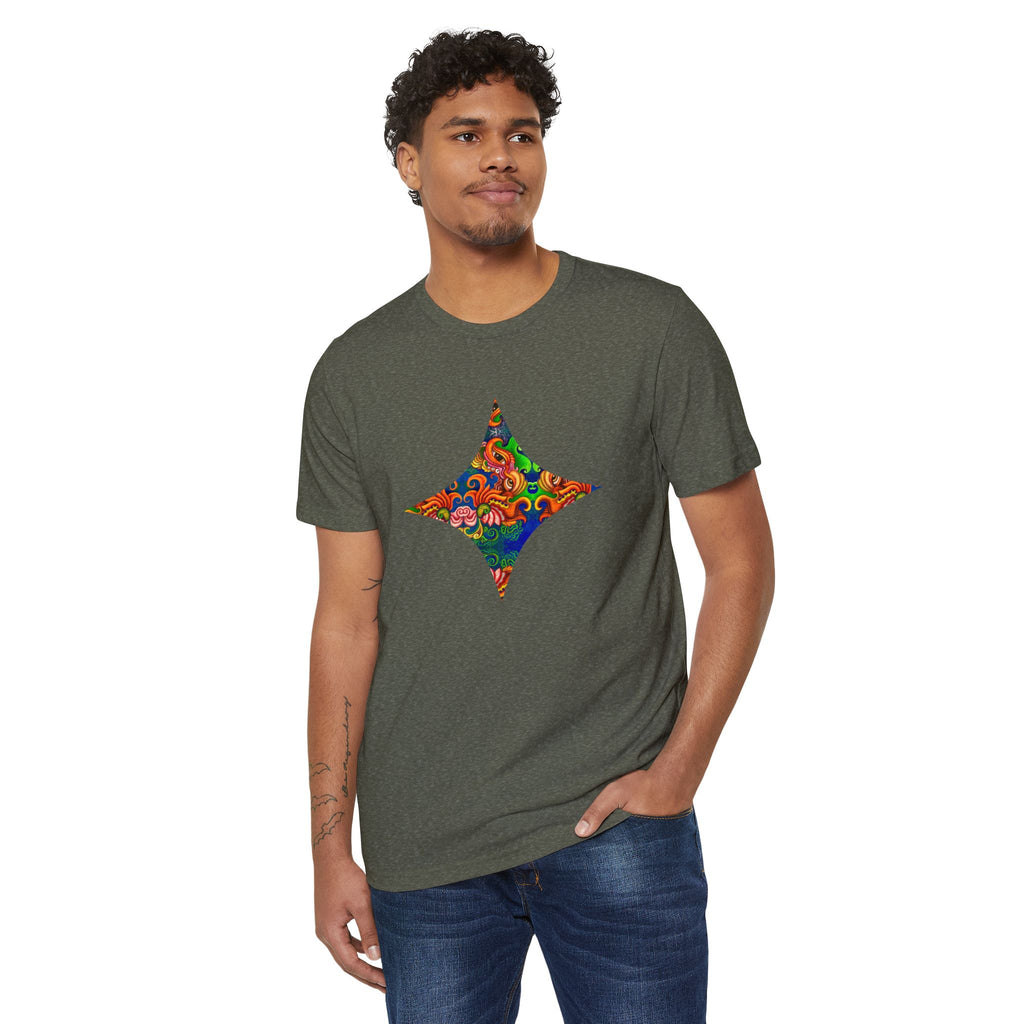 Psychedelic Floral Diamond T‑Shirt — Colorful Retro Pattern Tee #oigr88443