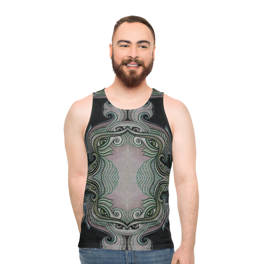 All-Over Print Tank Top — Pastel Tribal Mandala Symmetry #f34789