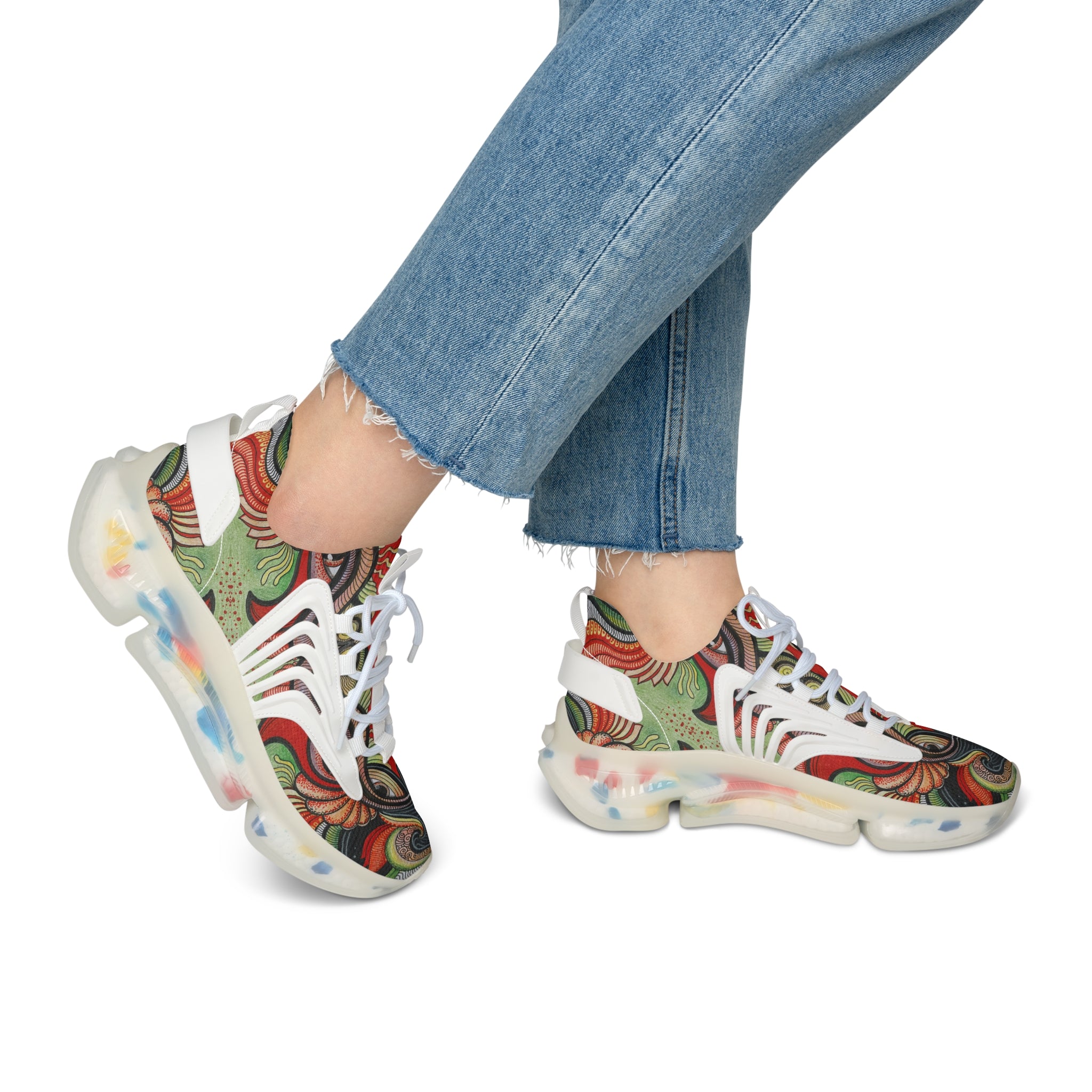 Women's Mesh Sneakers — Vintage Swirl Pattern Athletic Shoes #f3555522
