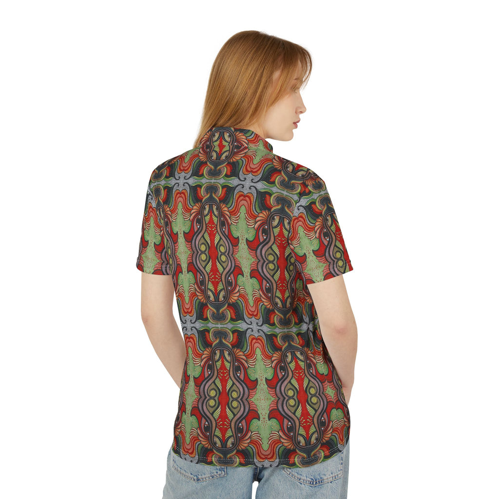 Psychedelic Kaleidoscope Polo Shirt — Retro Abstract All-Over Print #d24667