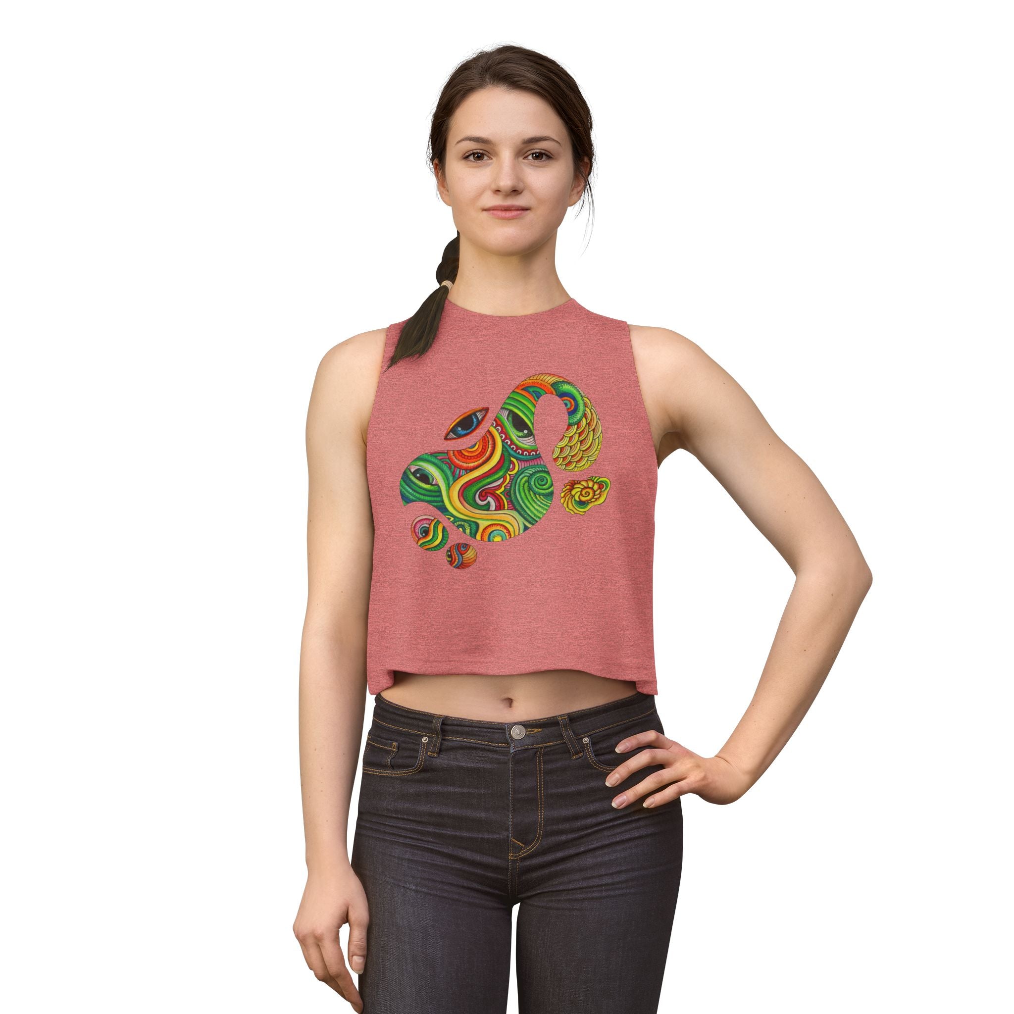 Psychedelic Paisley Crop Top – Colorful Retro Swirl Tank #w2462