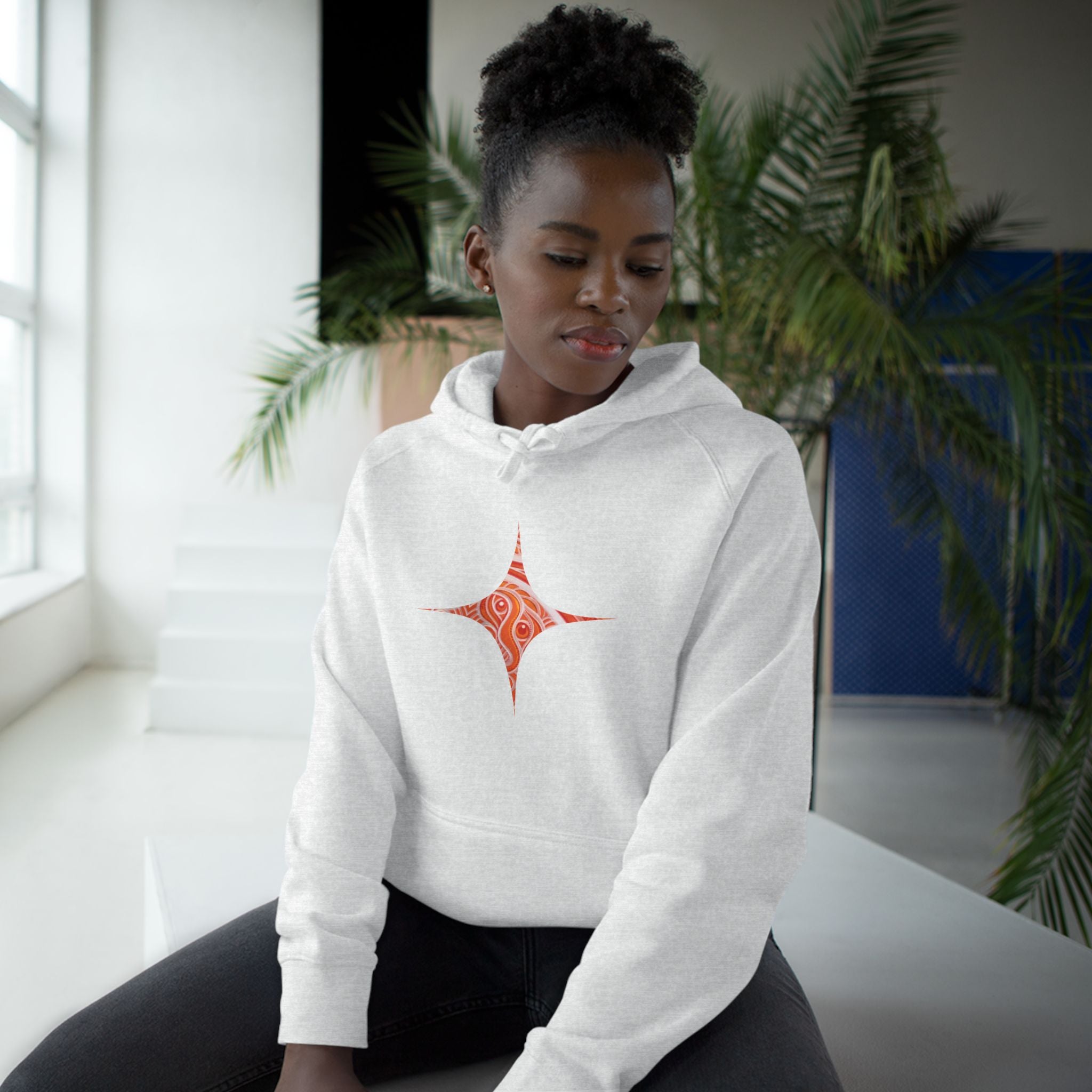 Keyhole & Diamond Pattern Hoodie — Abstract Red Paisley Graphic #yh099879