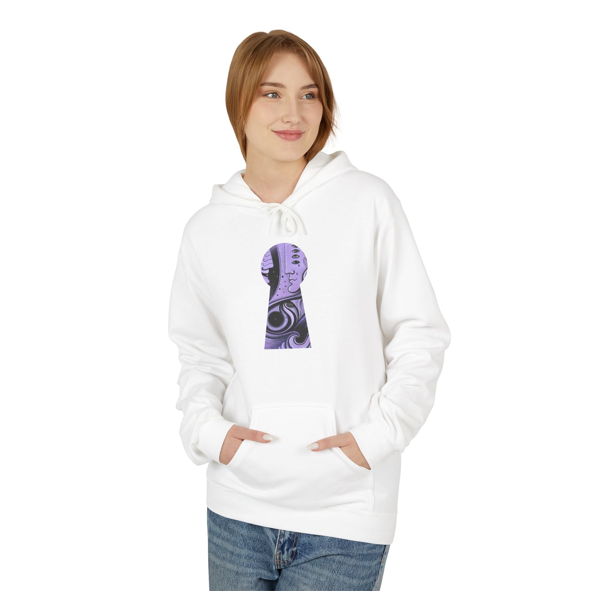 Purple Psychedelic Guitar Art Hoodie | Keyhole Front, Circular Back Design