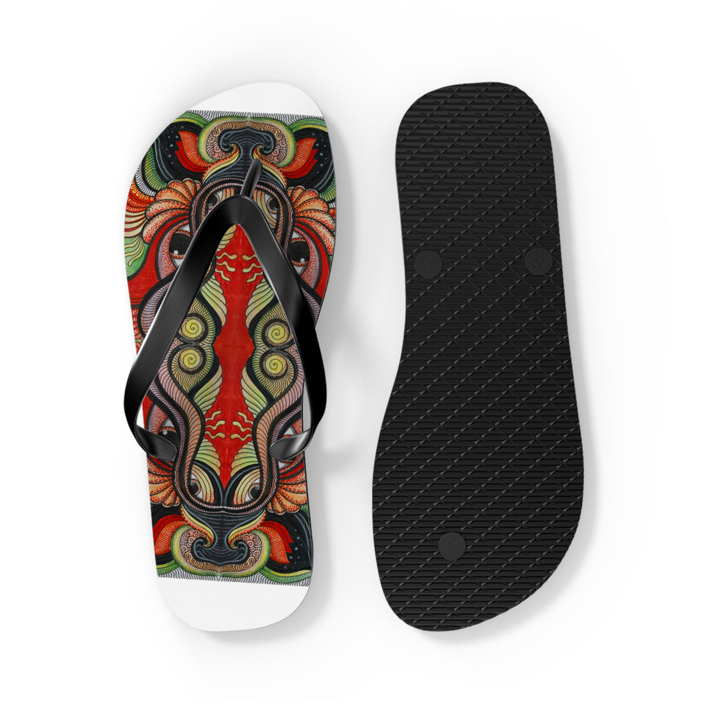 Boho Tribal Floral Flip Flops — Colorful Psychedelic Summer Sandals #f
