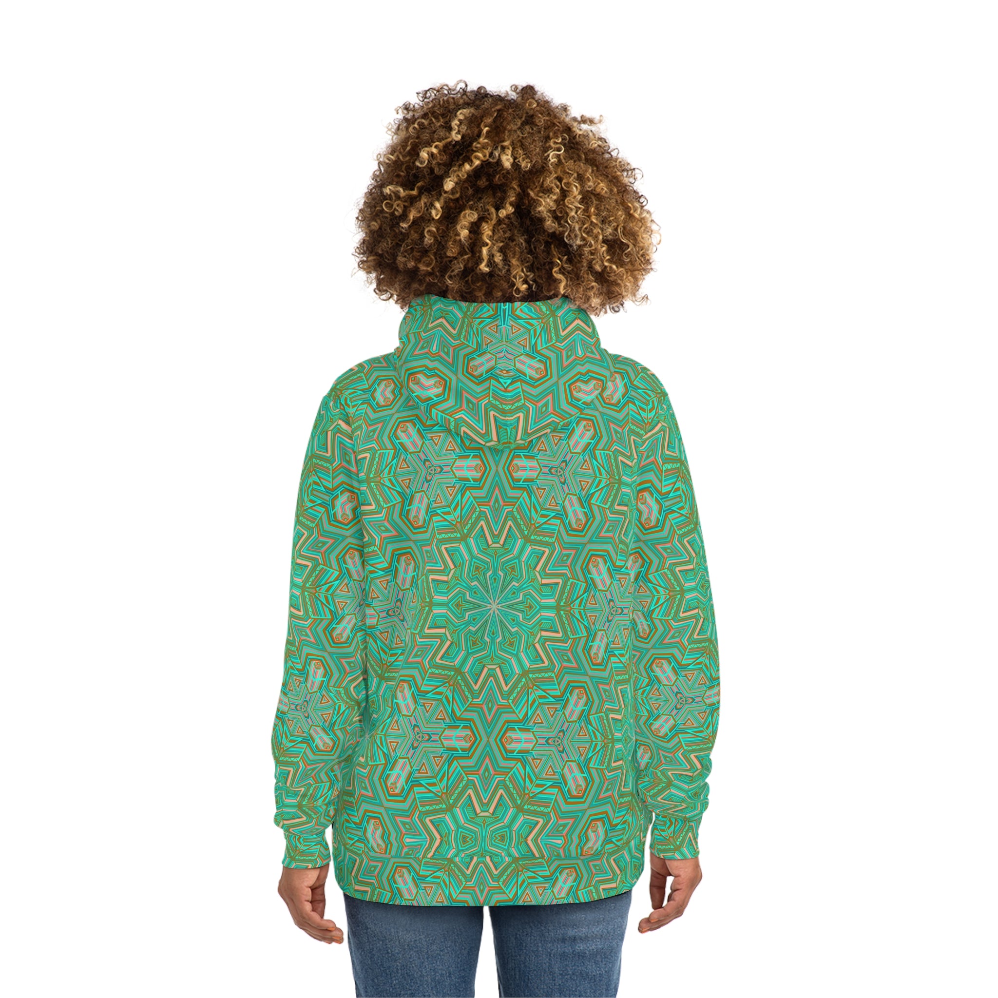 Green Mandala All-Over Print Hoodie — Boho Kaleidoscope Streetwear #h9757