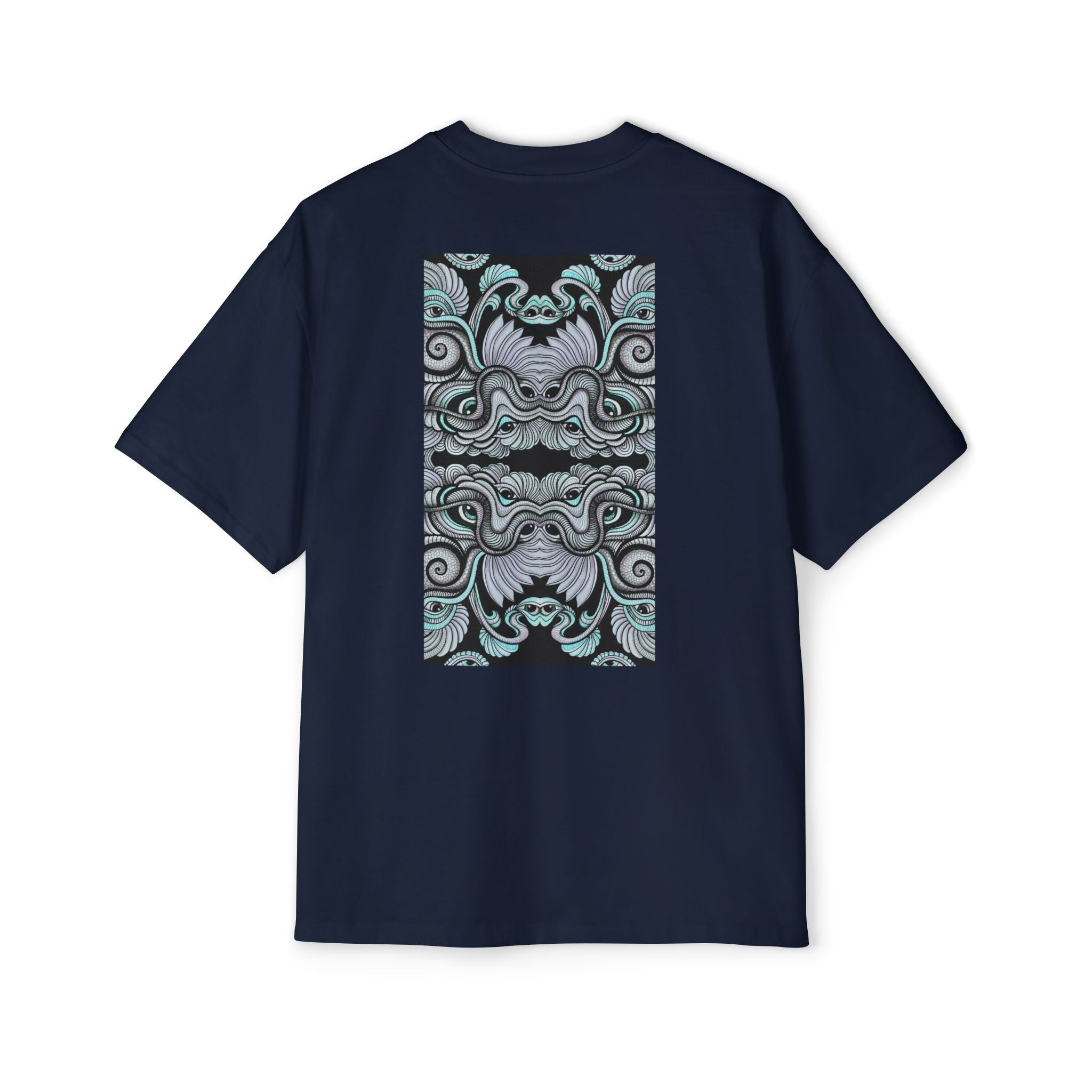 Men's Oversized Tee — Geometric Wave Pattern Diamond & Back Panel Graphic #gwp21
