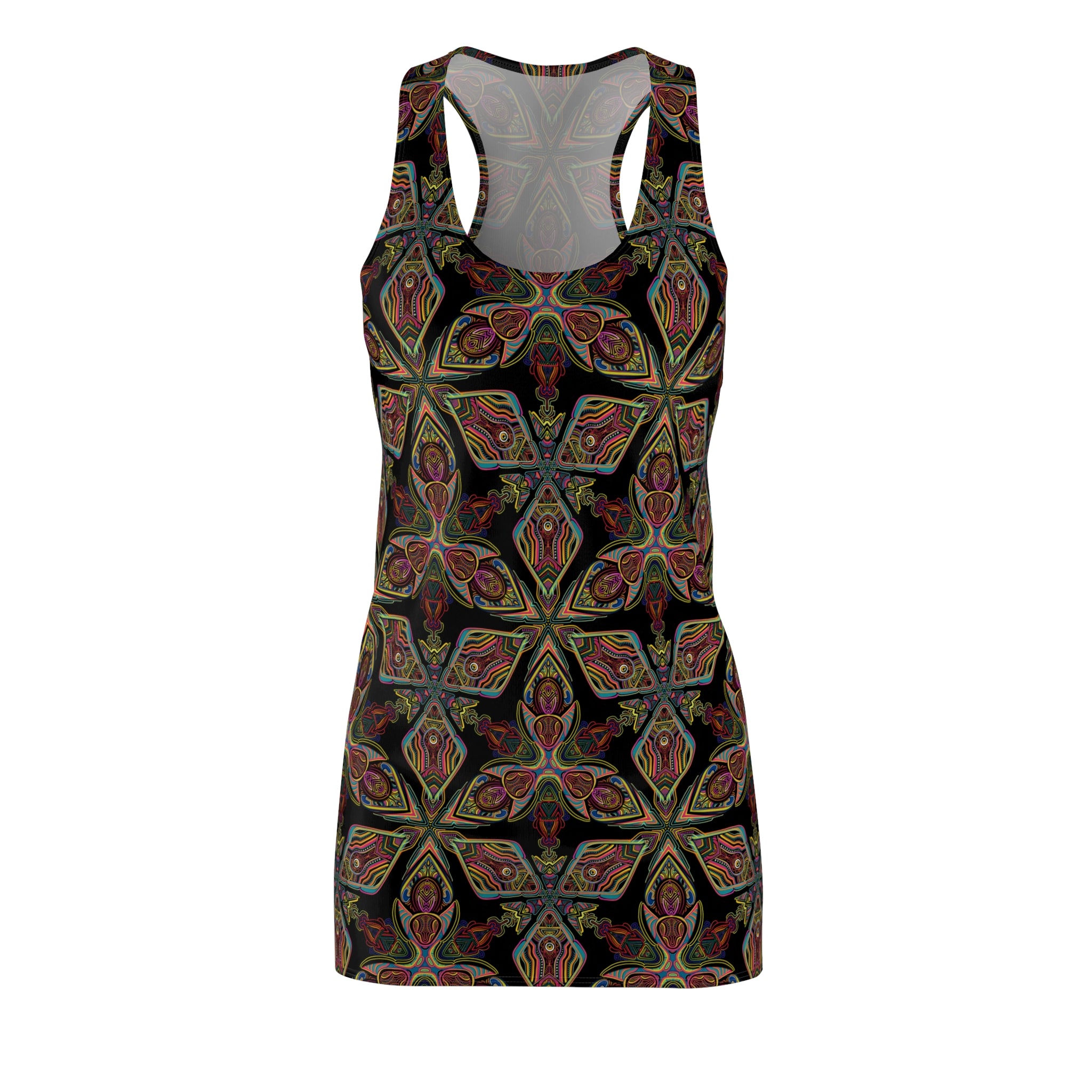 Kaleidoscope Floral Racerback Dress — Boho Patterned AOP #gho7540