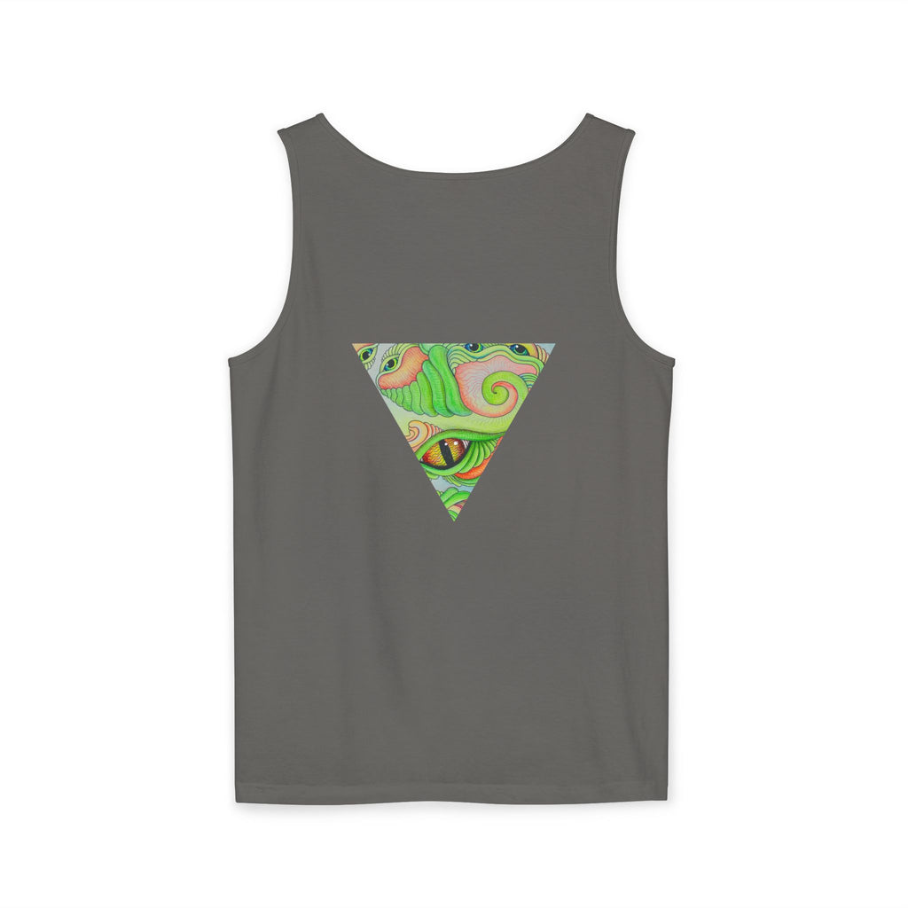 Psychedelic Triangle Tank Top — Green Swirl Eye Graphic #hg772225566
