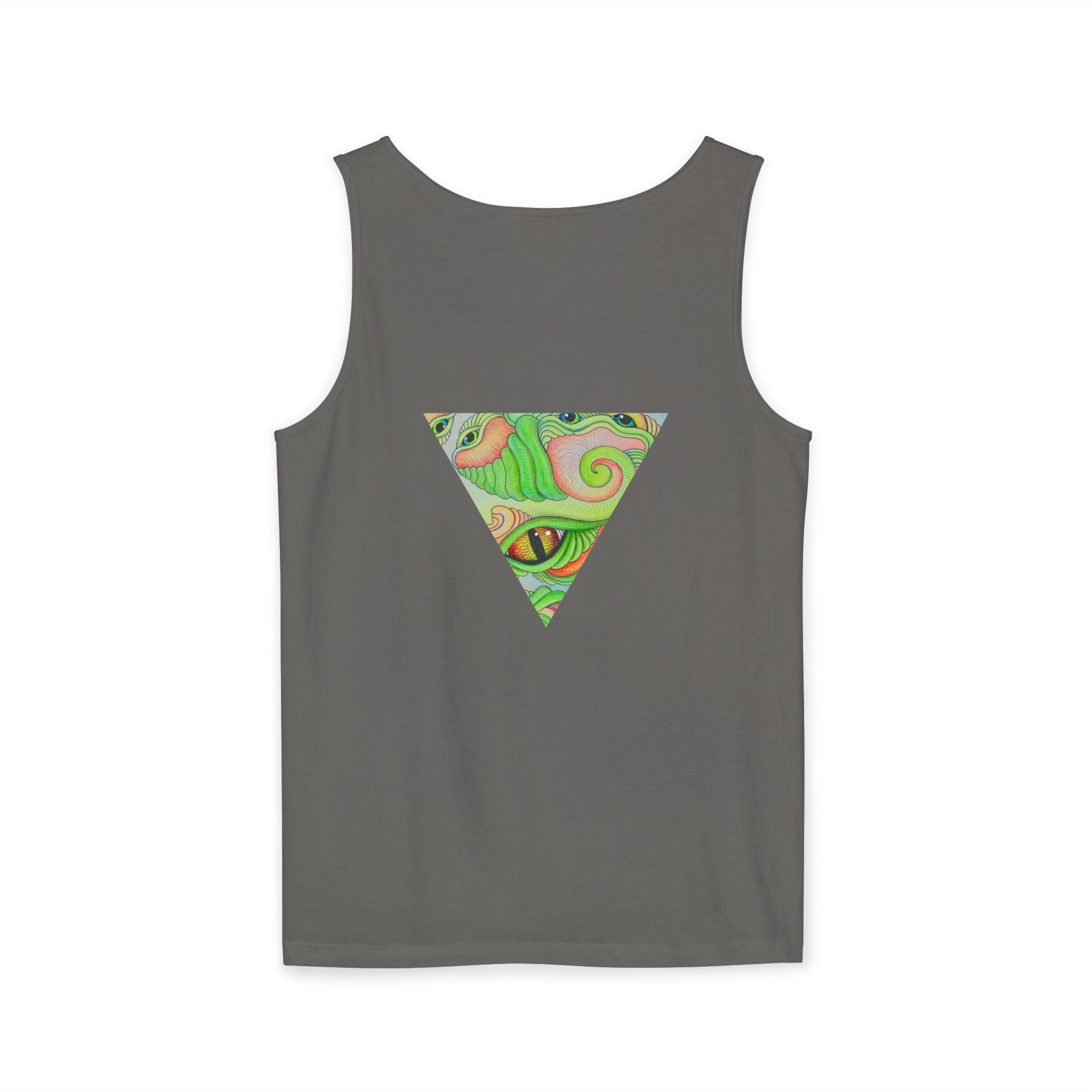 Psychedelic Triangle Tank Top — Green Swirl Eye Graphic #hg772225566