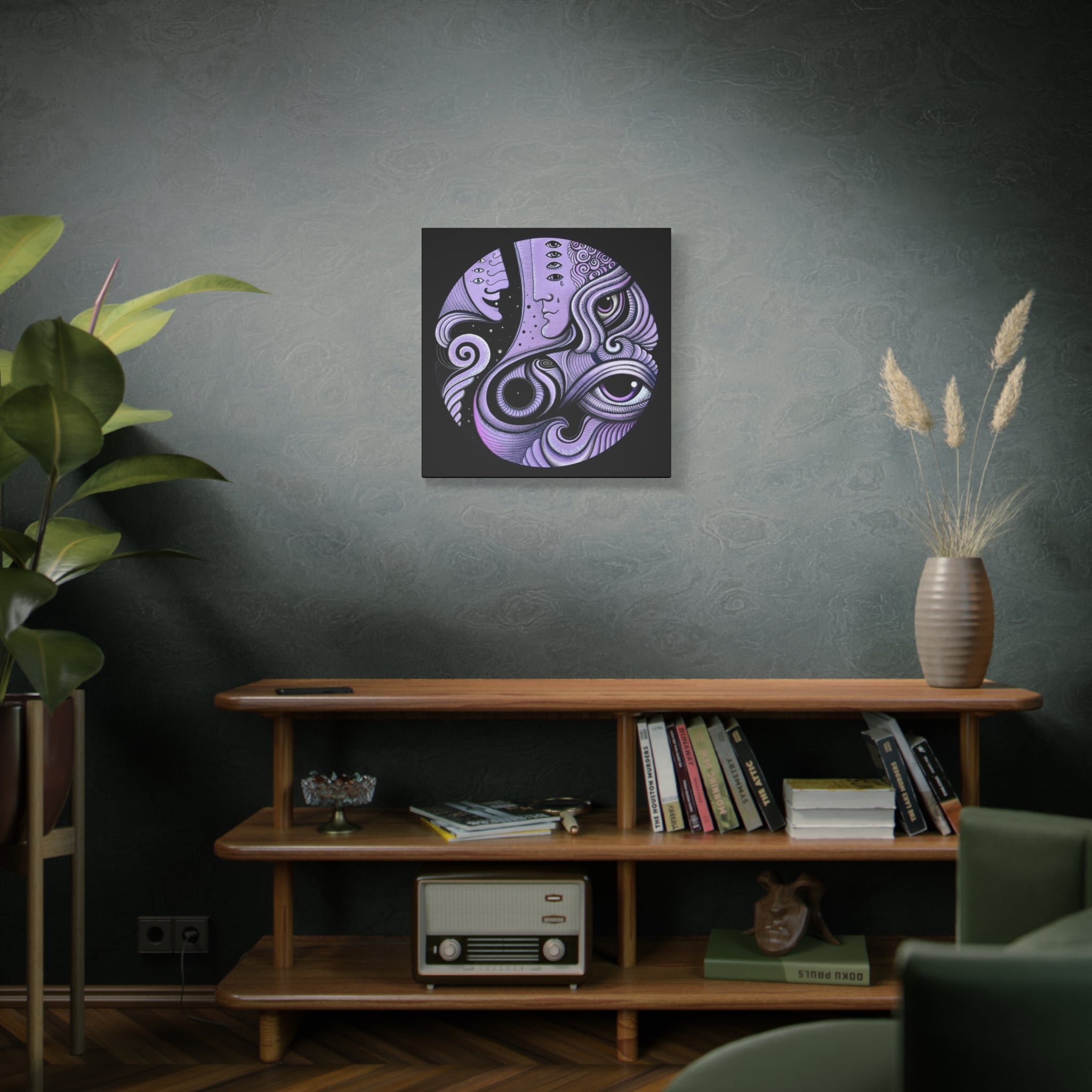 Psychedelic Moon Face Canvas | Matte Stretched Wall Art